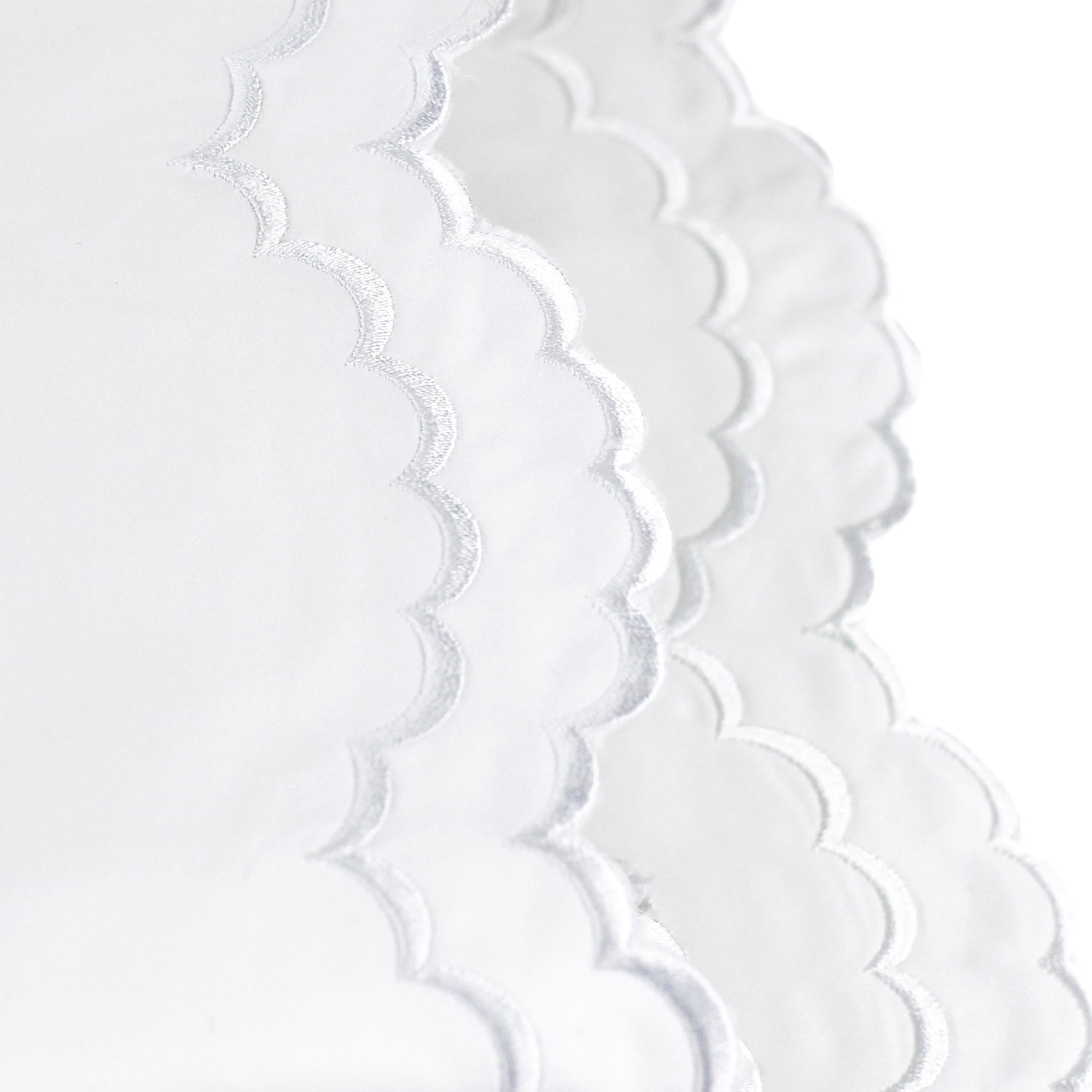 Double Scalloped Edge Embroidered Percale Sheet Set