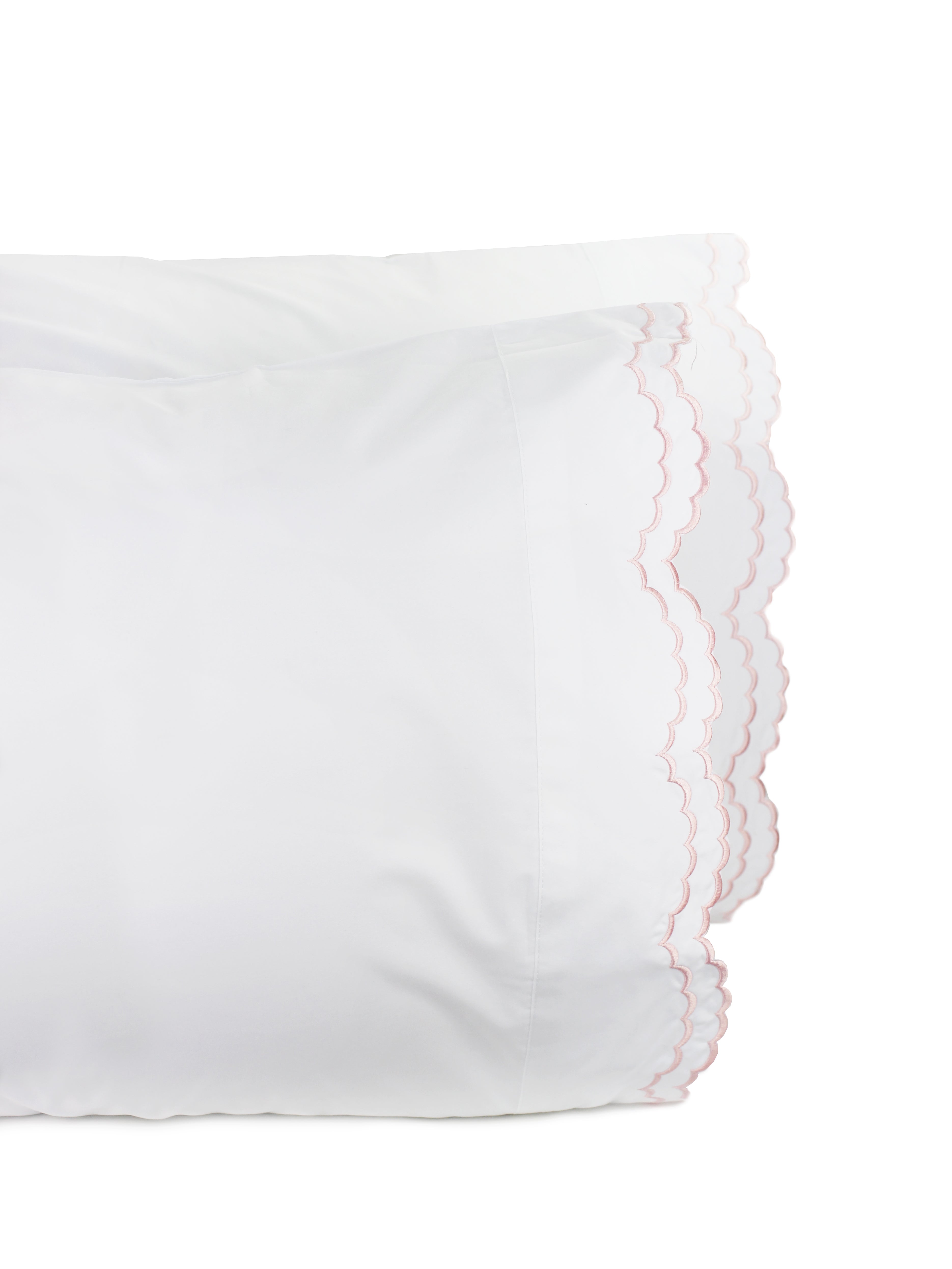 Double Scallop Embroidered Percale Pillowcase Pair
