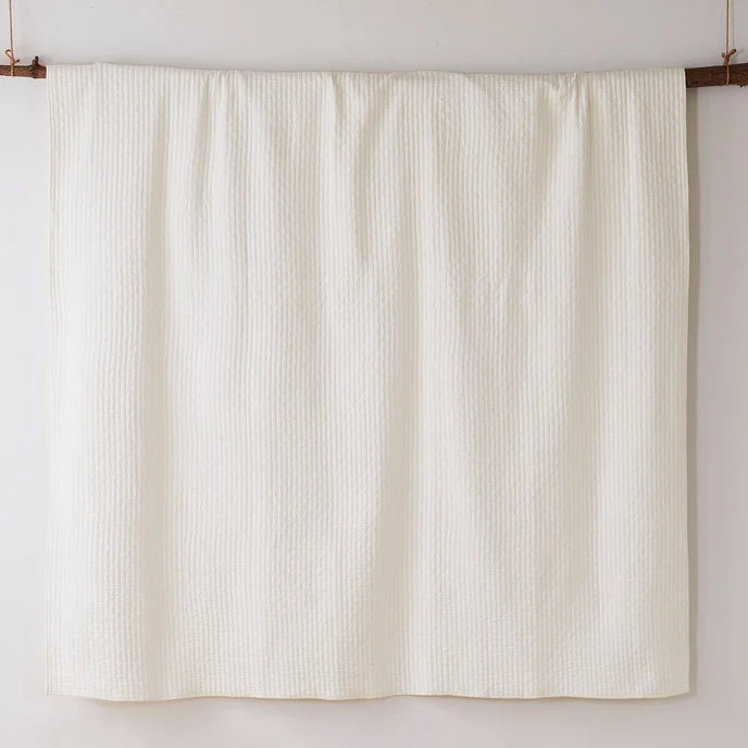 Beautiful Cross Stitch 100% Cotton Quilt Set - Cream