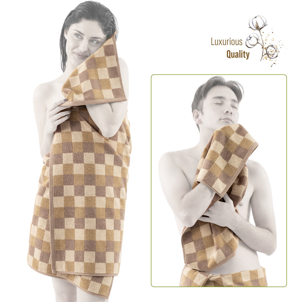 Luxury Bath Towel Set  100% Cotton Yarn Dyed Ultra Soft and Plush