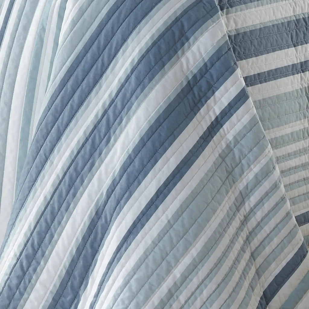Truro Quilt Set - 100% Cotton Beautiful Coastal Bedding Set - Blue