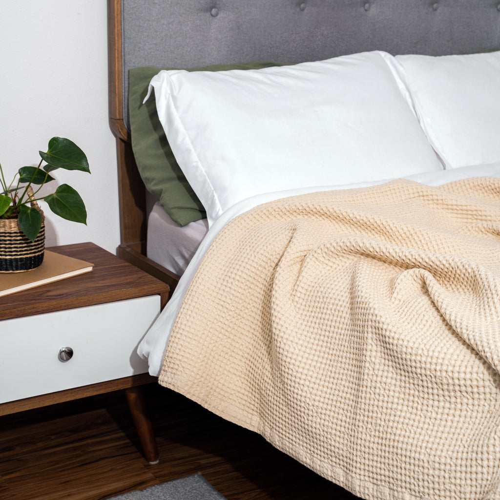 100% Pure Cotton Waffle Weave Blanket - Organic Blankets